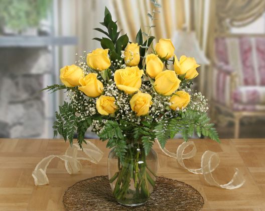 Golden Yellow Bouquet with Vase - Item No: 428V