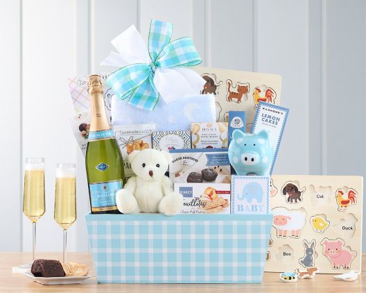 Item 020 - Baby Boy Sparkling Wine Gift Basket FREE SHIPPING 30% Save Original Price is $ 165