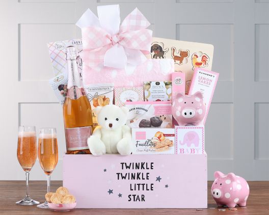 Item 022 - Baby Girl Sparkling Wine Basket FREE SHIPPING 30% Save Original Price is $ 165