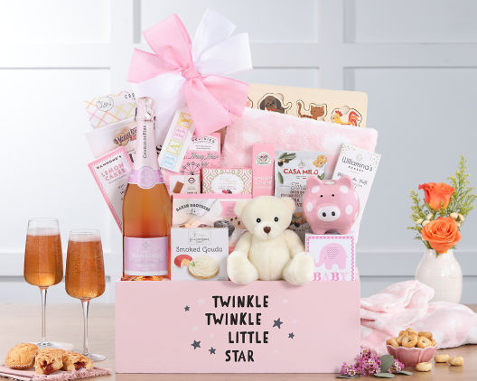 Suggestion - Baby Girl Sparkling Wine Basket  Original Price is $165