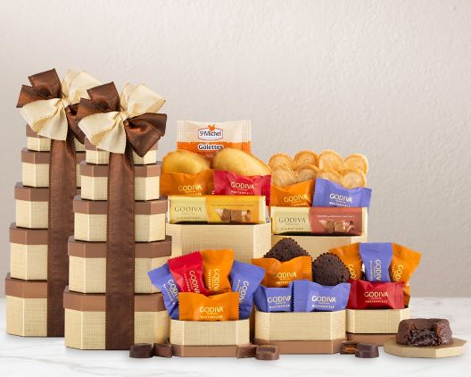 Item 163 - Godiva and Bakery Gift Tower (2-pack) FREE SHIPPING 2% Save Original Price is $ 99.90