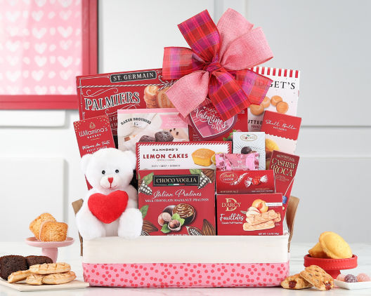 Suggestion - Valentine Bear and Sweets Gift Basket 