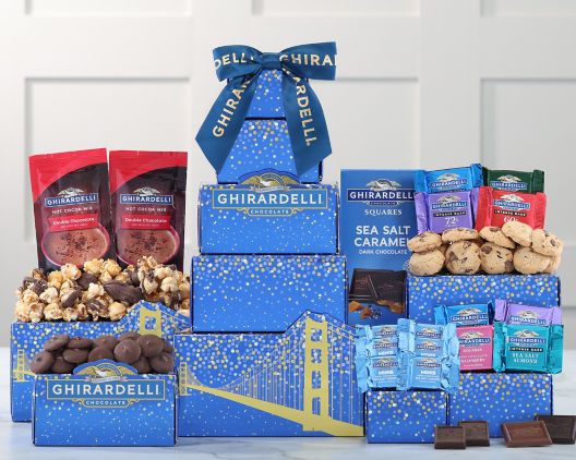 Item 307 - Ghirardelli Dark Chocolate Lovers Gift Tower FREE SHIPPING 5% Save Original Price is $ 99.95