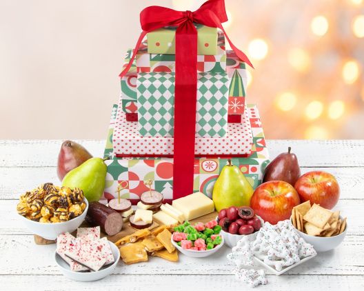 Item 5069 - Merry Christmas Deluxe Fruit, Savory & Sweet Tower FREE SHIPPING 40% Save Original Price is $ 195