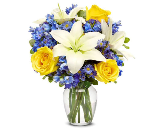 Suggestion - Rosy Sunshine Bouquet With Glass Vase  Original Price is $59.95