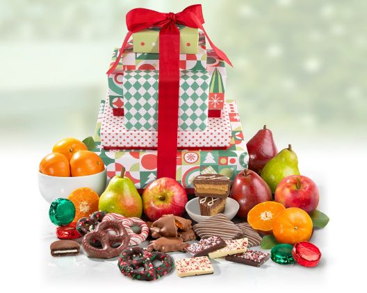 Item 5315 - Merry Christmas Tower Fruit and Chocolate FREE SHIPPING 17% Save Original Price is $ 175
