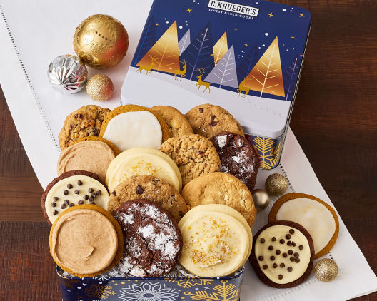 Suggestion - Blue & Gold Snowflake Gift Tin - Assorted Cookies 