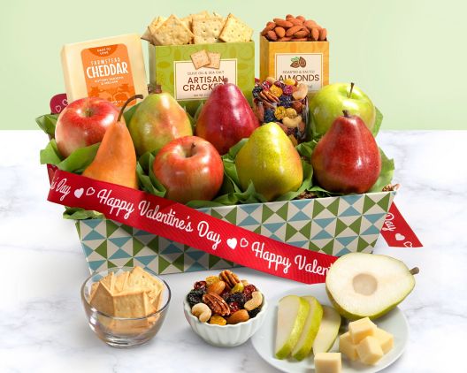 Item 5384 - Happy Valentine's Day Cheese and Nuts Fruit Basket FREE SHIPPING
