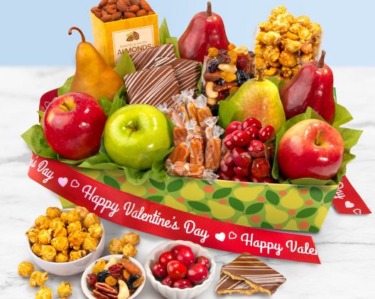 Item 5388 - Happy Valentine's Day Orchard Delight Gift Basket FREE SHIPPING