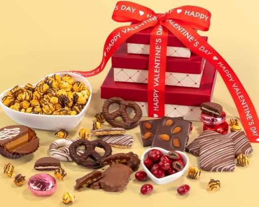Item 5390 - Valentine's Day Chocolate and Caramel Gift Tower FREE SHIPPING