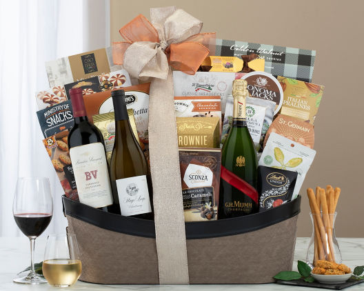 Cabernet, Chardonnay And Moet & Chandon Champagne Gift Basket - Wine 