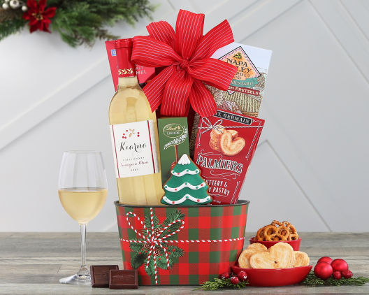 Kiarna Sauvignon Blanc Christmas Basket at Wine Country Gift Baskets