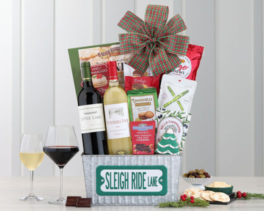 Suggestion - Sleigh Ride Lane Red and White Wine Basket  Original Price is $125