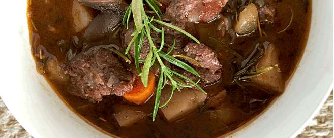 Bacon and Beef Stew in Red Wine Sauce