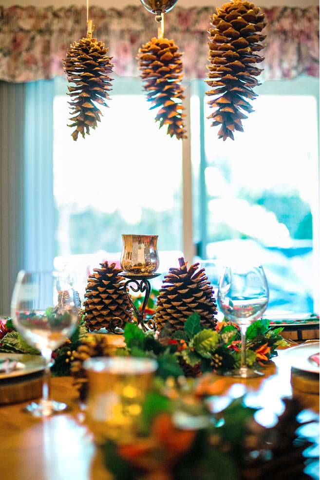 Simple Woodland and Pine Cone Christmas Table Setting - Home with Holliday