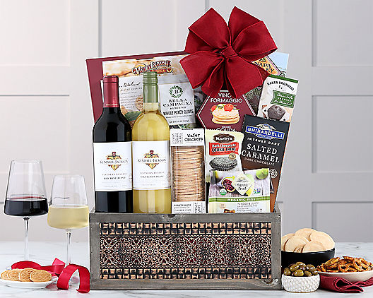 White Wine Gift Baskets with Chocolates