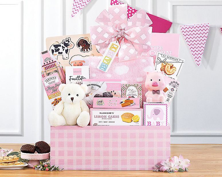 Baby girl gift store basket