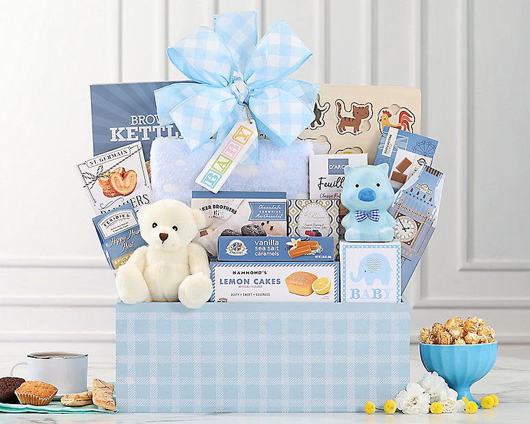 Baby Boy Gift Basket | Welcome fashion Home Baby Boy Gift |Baby Shower Gift Basket |New Baby Gift Basket |Personalized Baby Basket |Deluxe Baby Gift