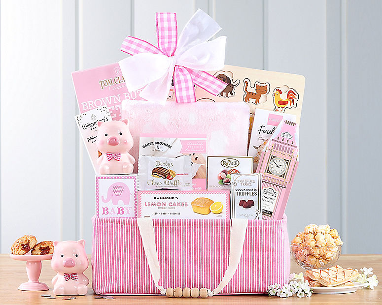Bundle of Joy Pink Gift Basket at Wine Country Gift Baskets